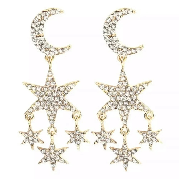 NEW! Dainty Crystal Star Drop Earrings - Picture 4 of 6